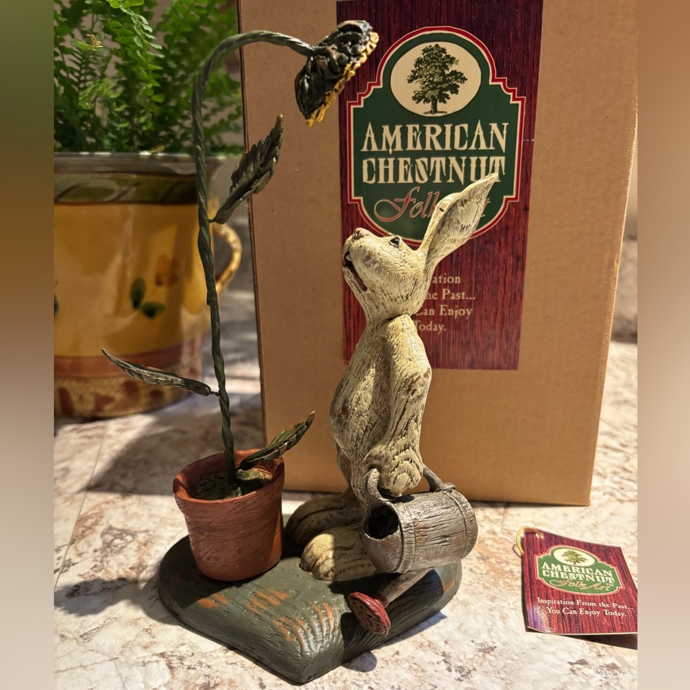 American Chestnut FolkArt AM1013 Faith makes it Grow Bunny / Sunflower